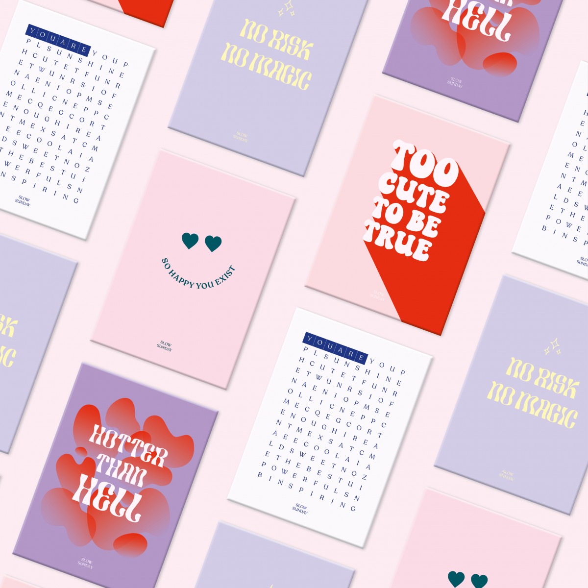 Mix & Match Postarten Set (3 Stk.) | Karten Bundle selbst zusammen stellen | Illustration + Spruch Karten, Geschenk, modern, design – Slow Sunday Studio