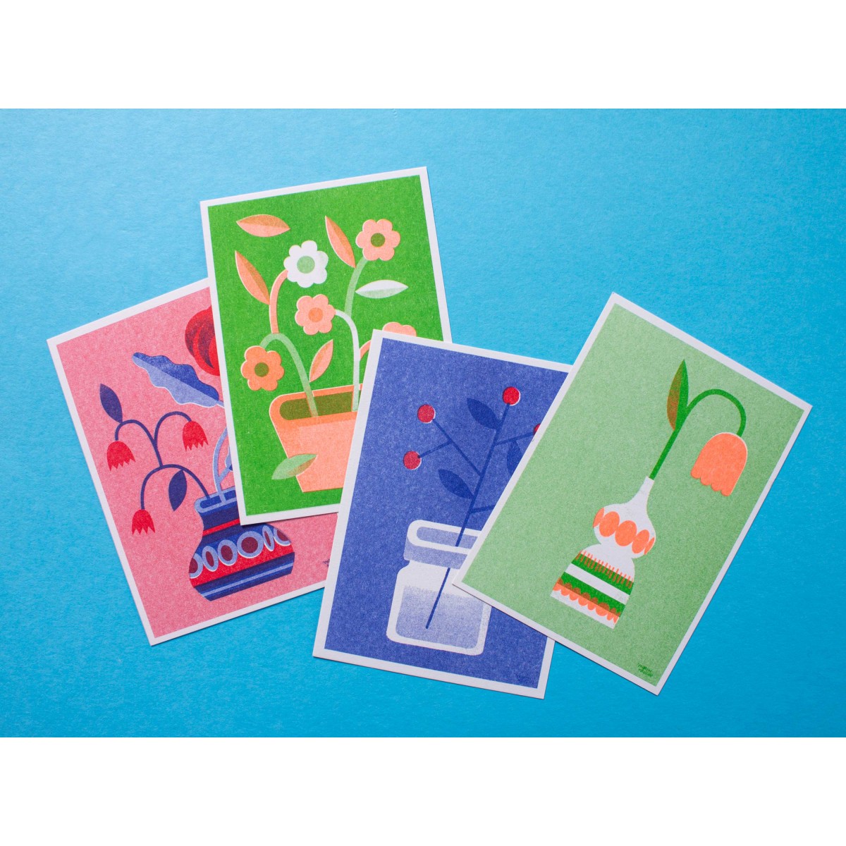 Martin Krusche - Risographie Postkartenset »Blumen«