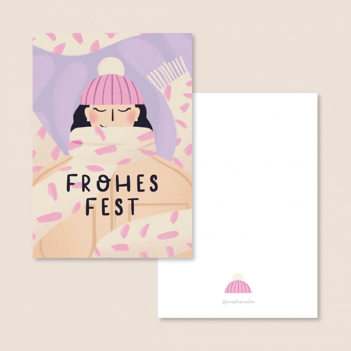 Frohes Fest / 4er Postkartenset / Svea Hansohn Illustration