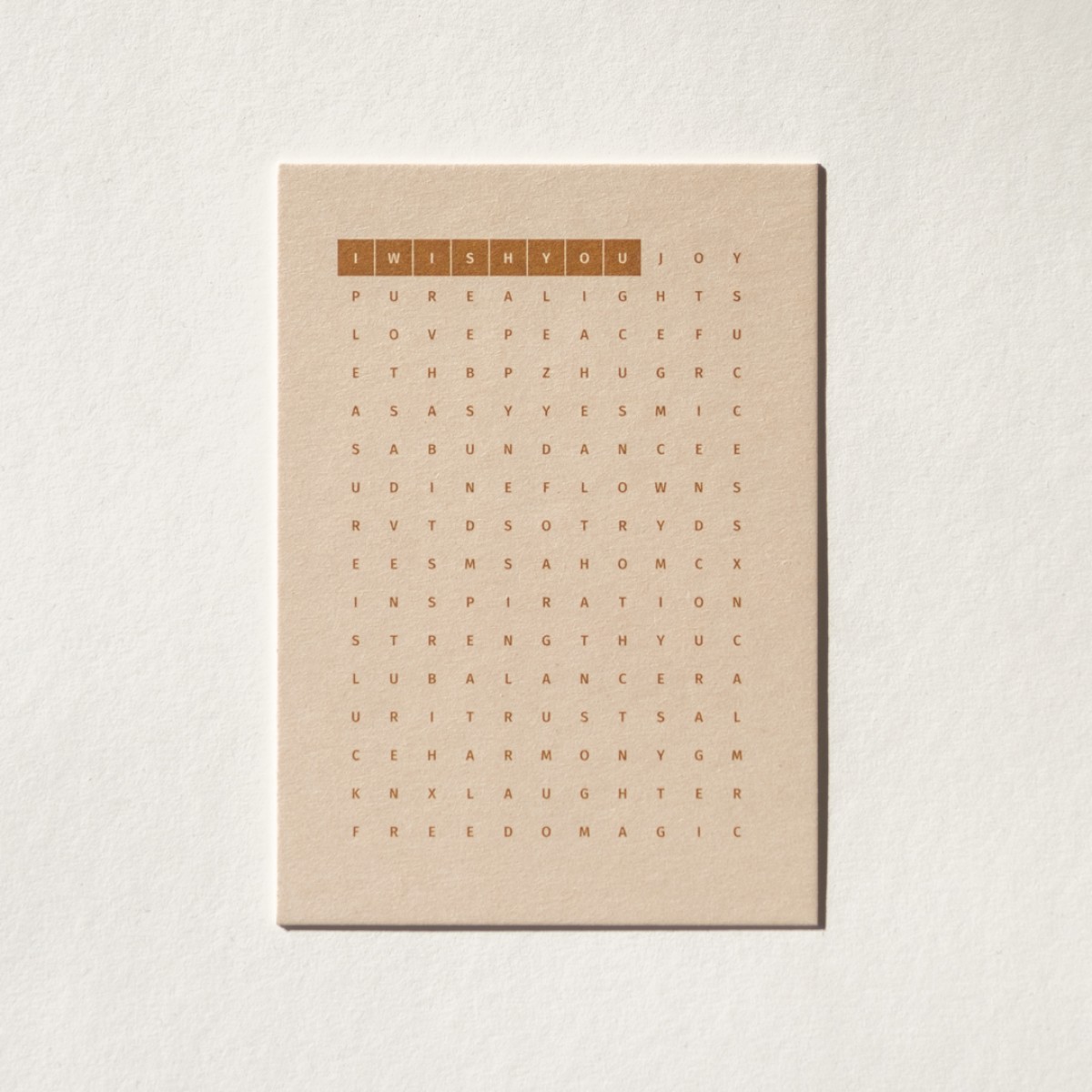 I wish you ... (Wortsuchrätsel). Postkarte mit Briefumschlag. Von REYOUNITE