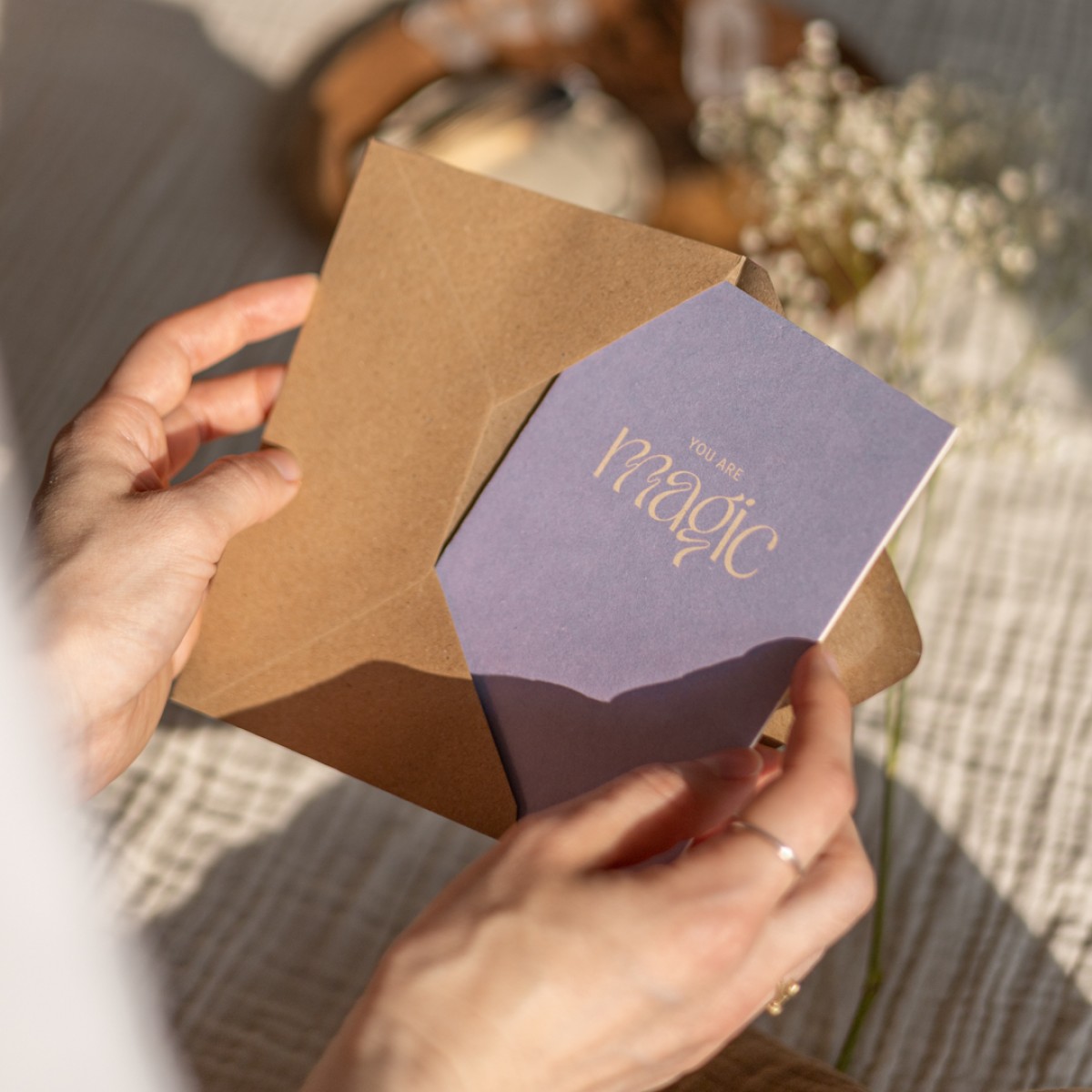 "You are more magical than the full moon" Postkarte mit Briefumschlag von REYOUNITE
