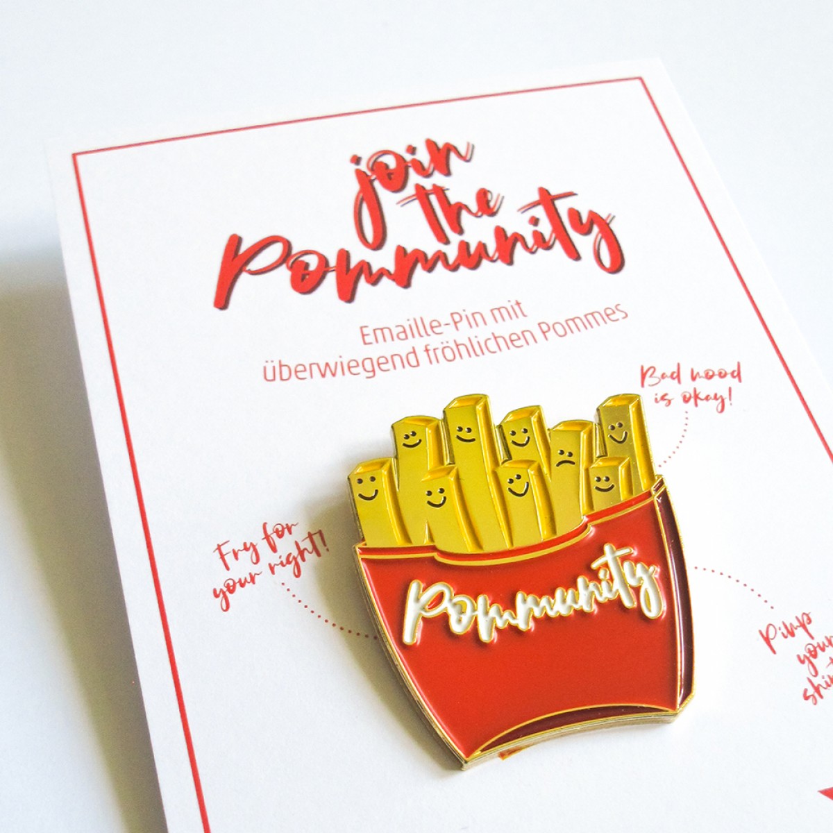 Rapü Design goldiger Pommes Pin "Pommunity"