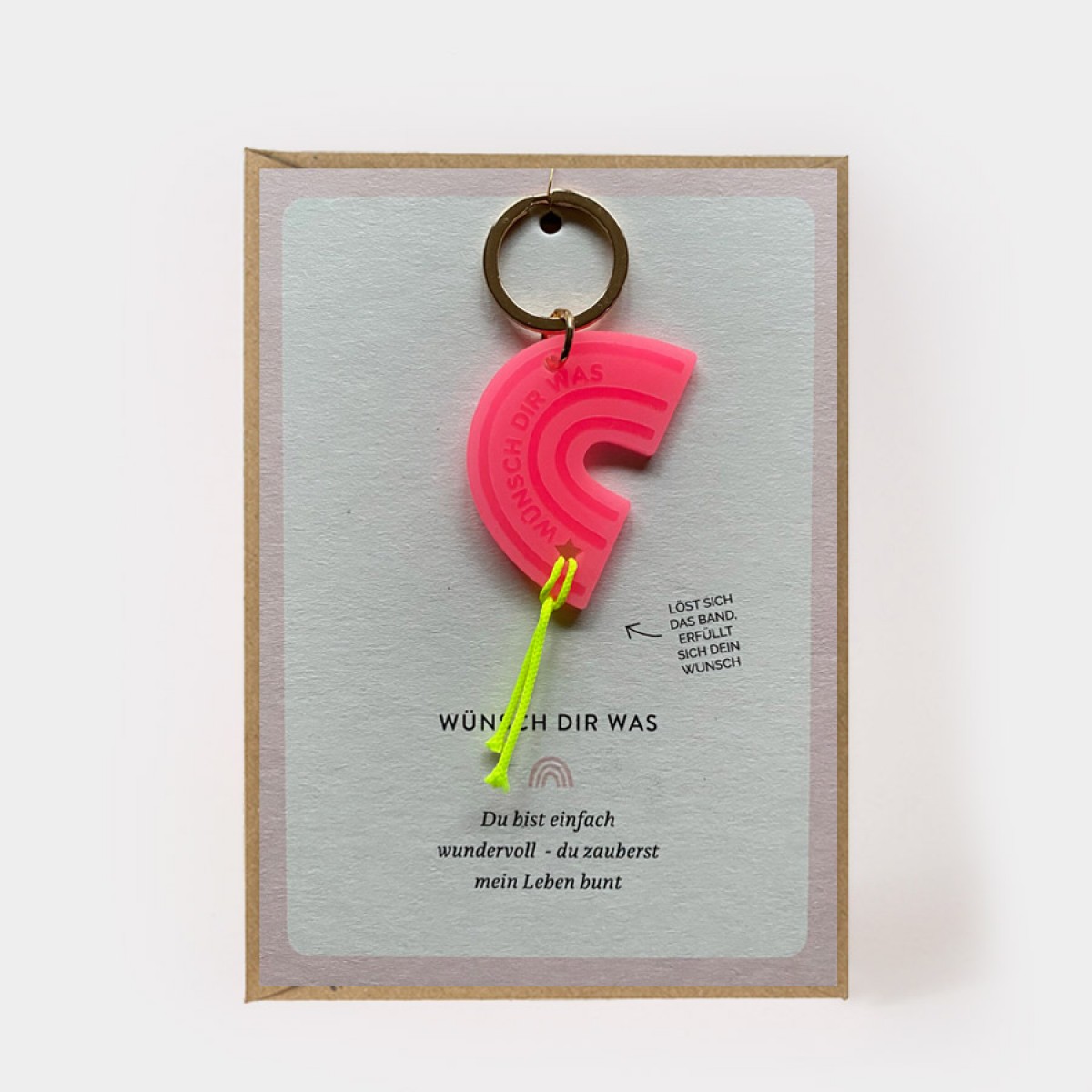 Wünsch dir was - Schlüsselanhänger mit Postkarte | Regenbogen | kartenmarie
