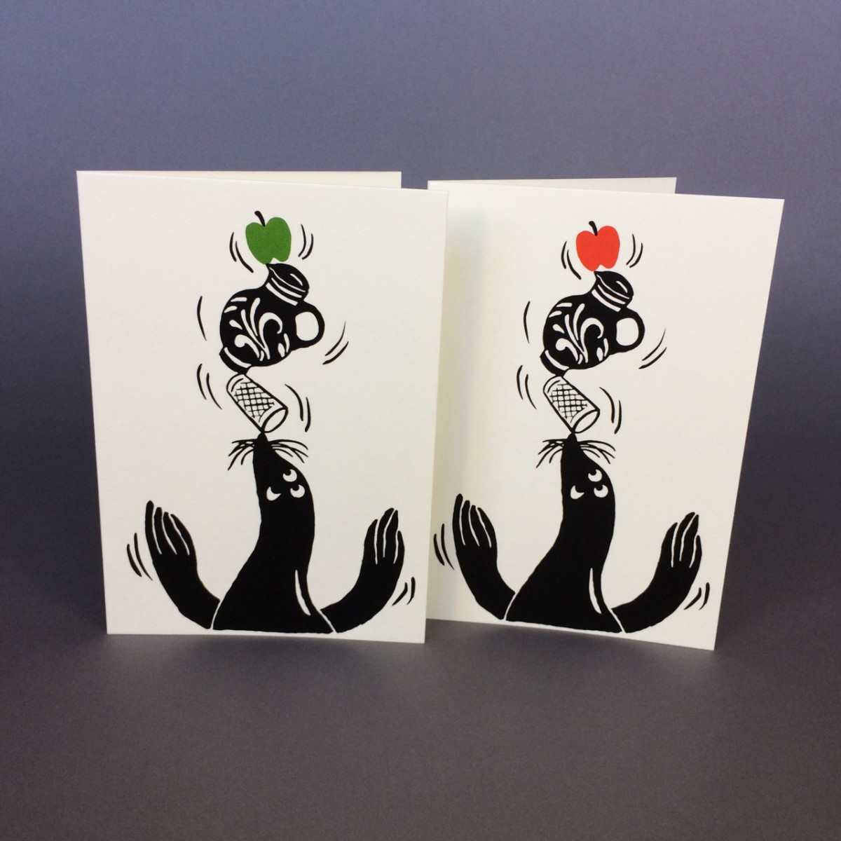 Print now - Riot later ● Robbe mit Bembel, 2 Karten mit Umschlag
