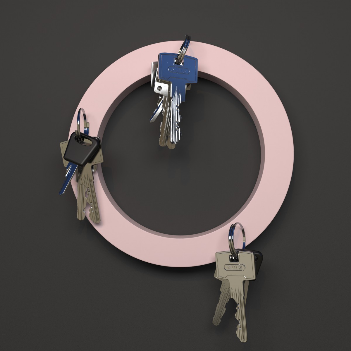 Schlüsselmagnet "O" rosa - superstark und nachhaltig. Aus pflanzlichem Kunststoff hergestellt - von Grellroth Design