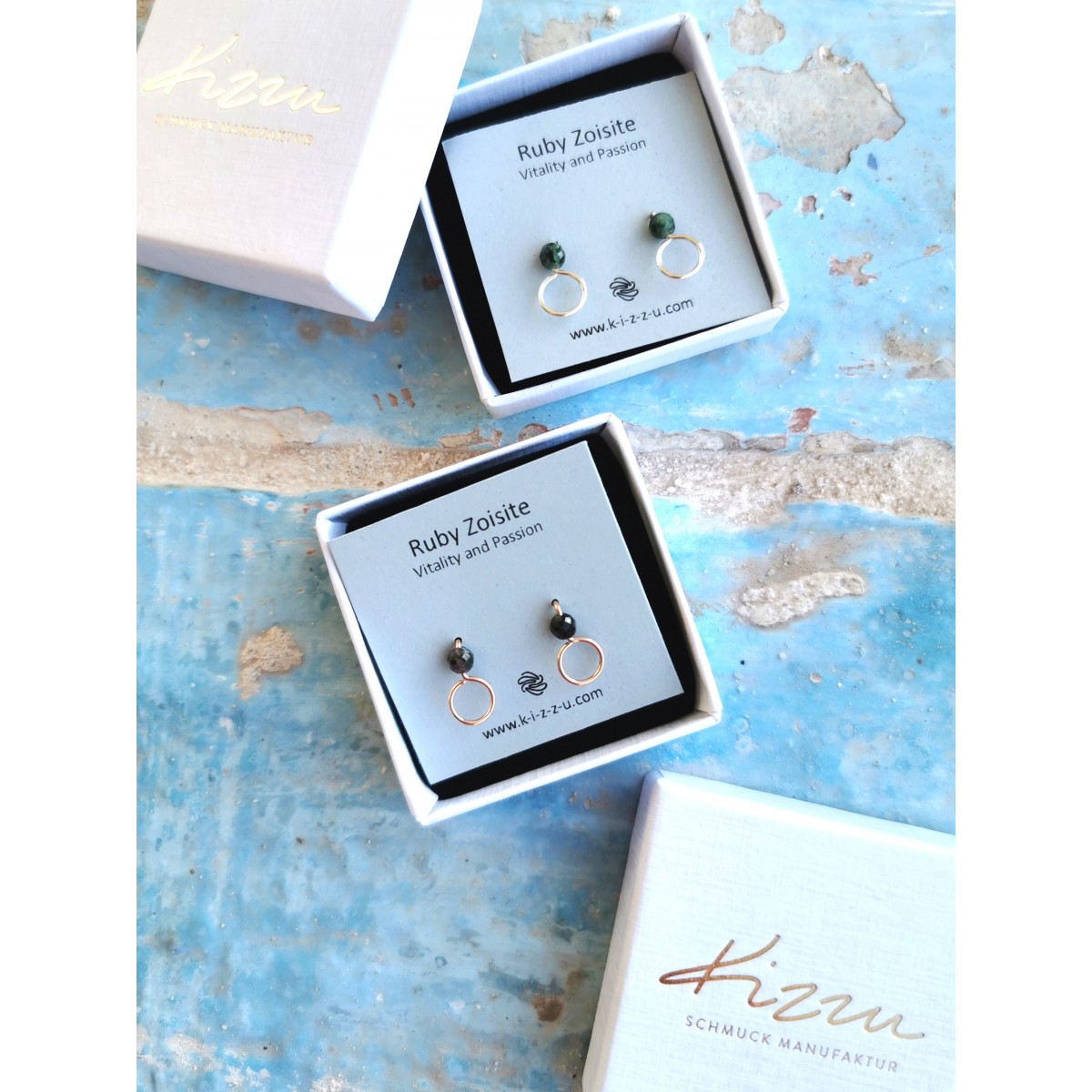 Ruby-Zoisit-Ohrstecker mit Kreis • Sterling Silber / Gold Filled / Roségold • Handmade Minimal Design • Vitalität & Leidenschaft • Weihnachtsgeschenk