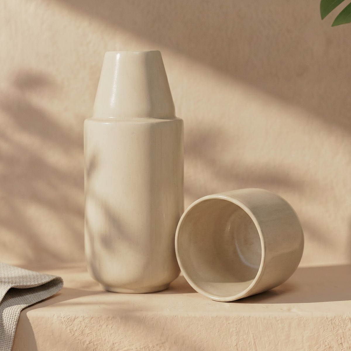 Lys Keramik Karaffe 750 ml mit Becher – handgemacht in Portugal