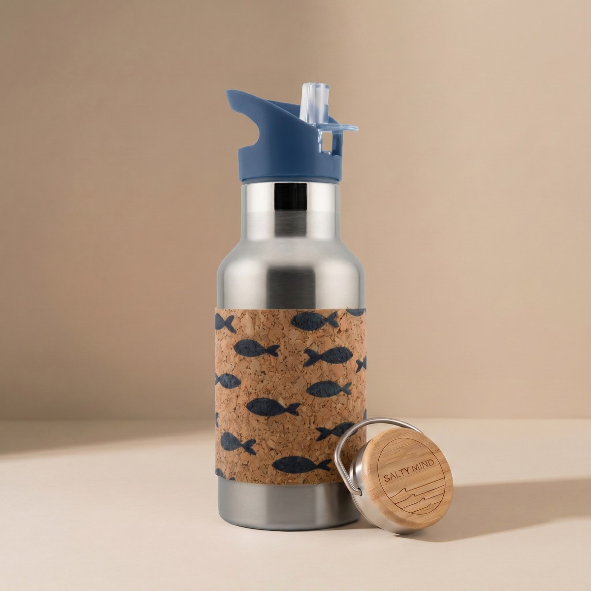 Edelstahl-Trinkflasche 350 ml mit Kork-Print