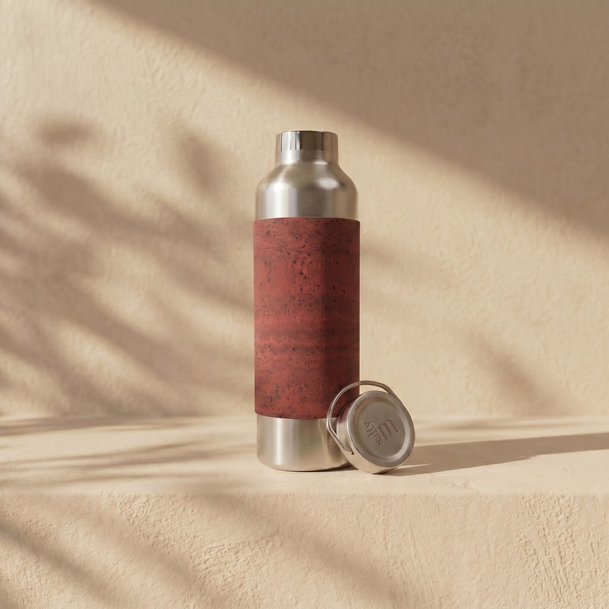 Edelstahl-Trinkflasche 750 ml mit Korksleeve