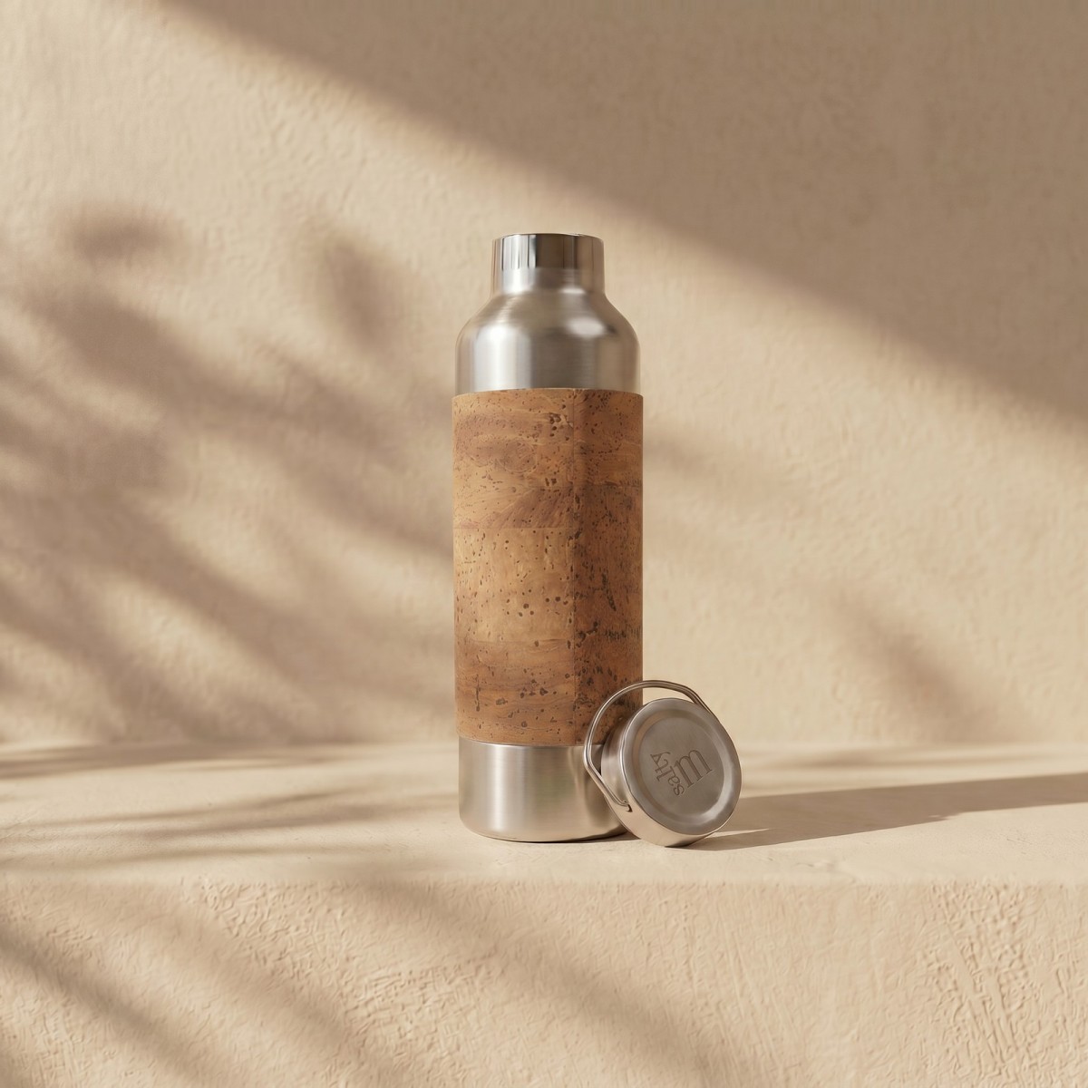 Edelstahl-Trinkflasche 750 ml mit Korksleeve