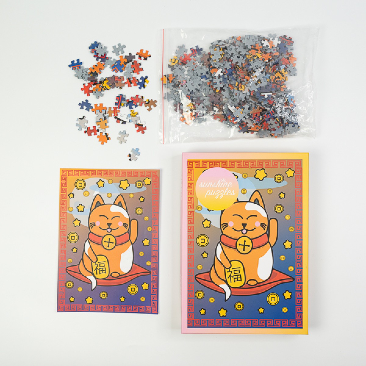 Sunshine Puzzles, Motiv "Lucky Cat", 500 Teile Puzzle