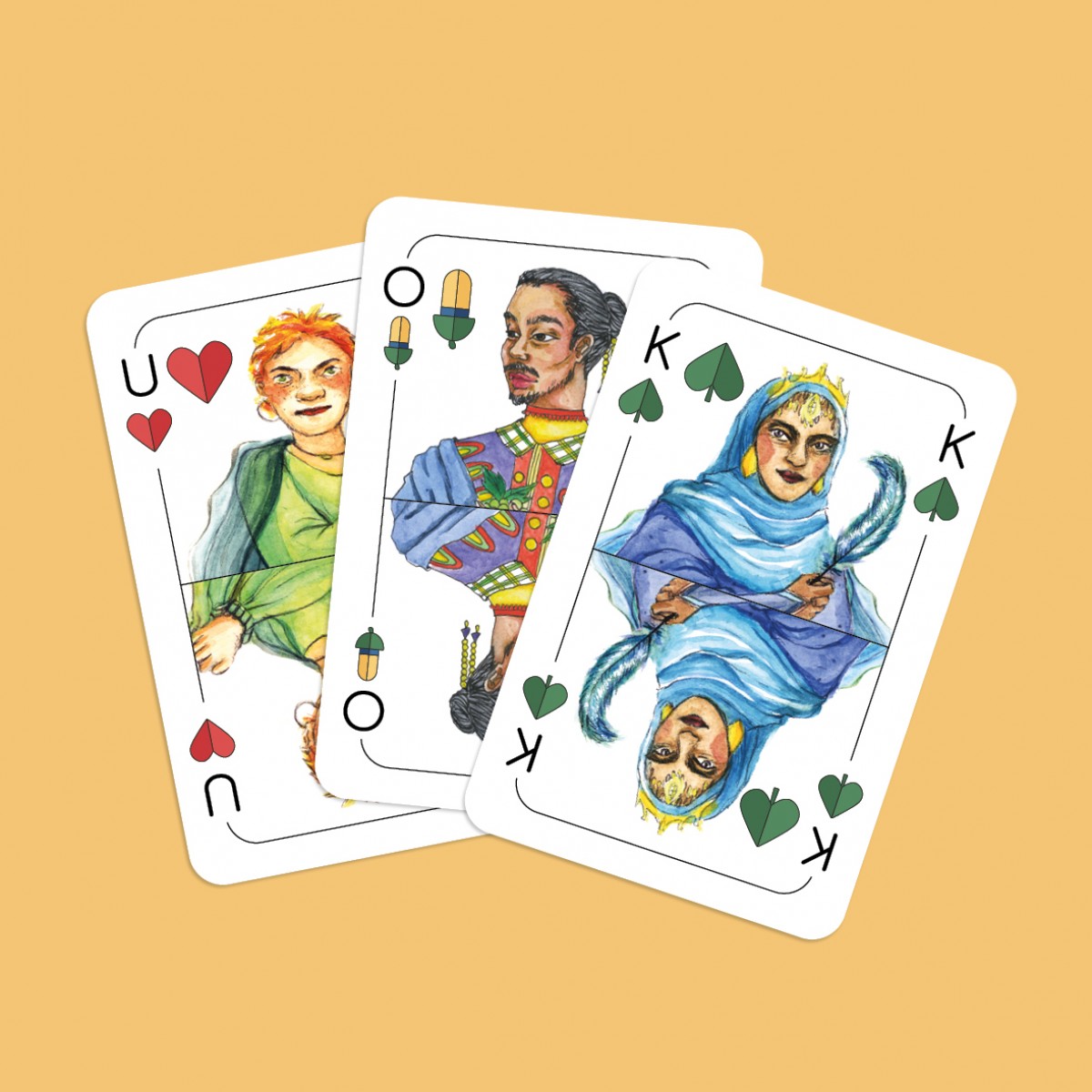 Schafkopf Spielkarten - Deutsches Blatt: Unter – Ober – König*in