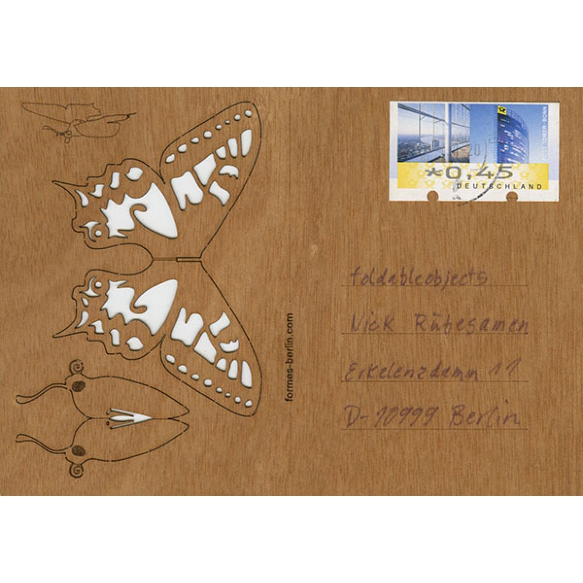 formes Berlin Schmetterling-Karten - 6 Postkarten aus Holz