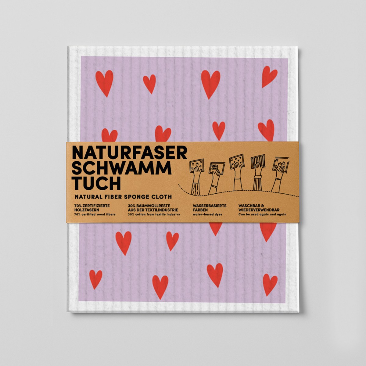 Schwammtuch - Herzen - Nr. 4 - Naturbedacht