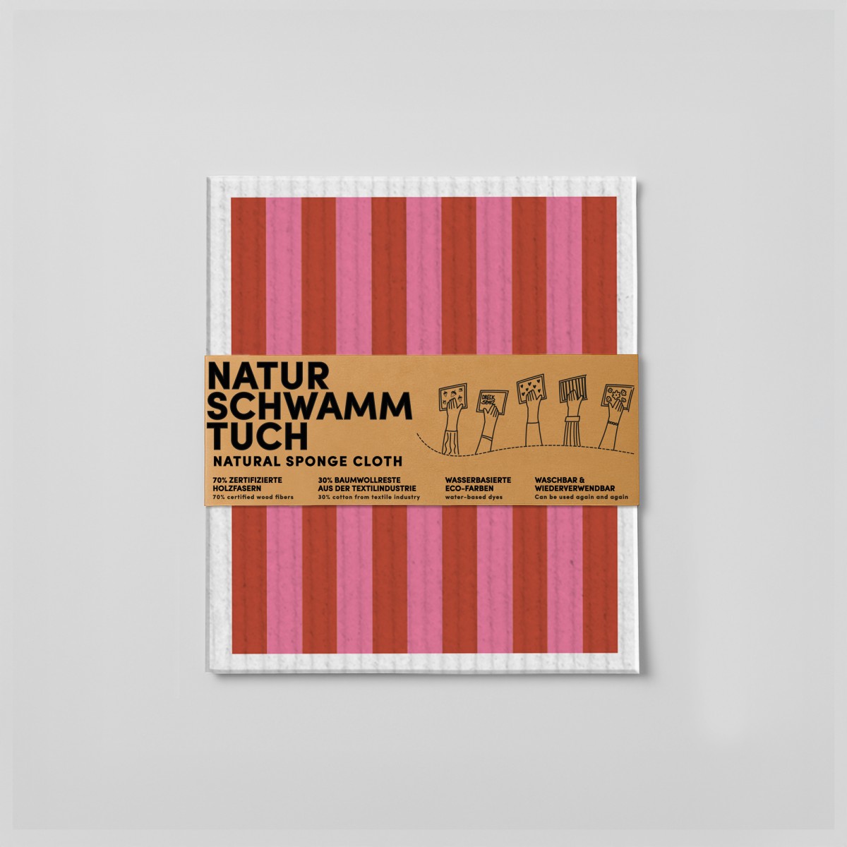 Schwammtuch - Streifen - Rot/Rosa - Nr. 7 - Naturbedacht