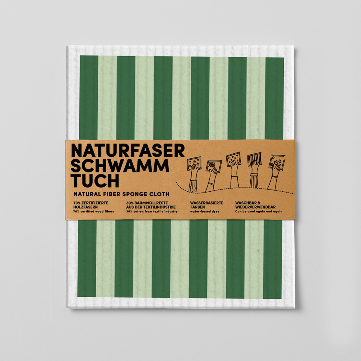 Schwammtuch - Streifen - Grün - Nr. 6 - Naturbedacht