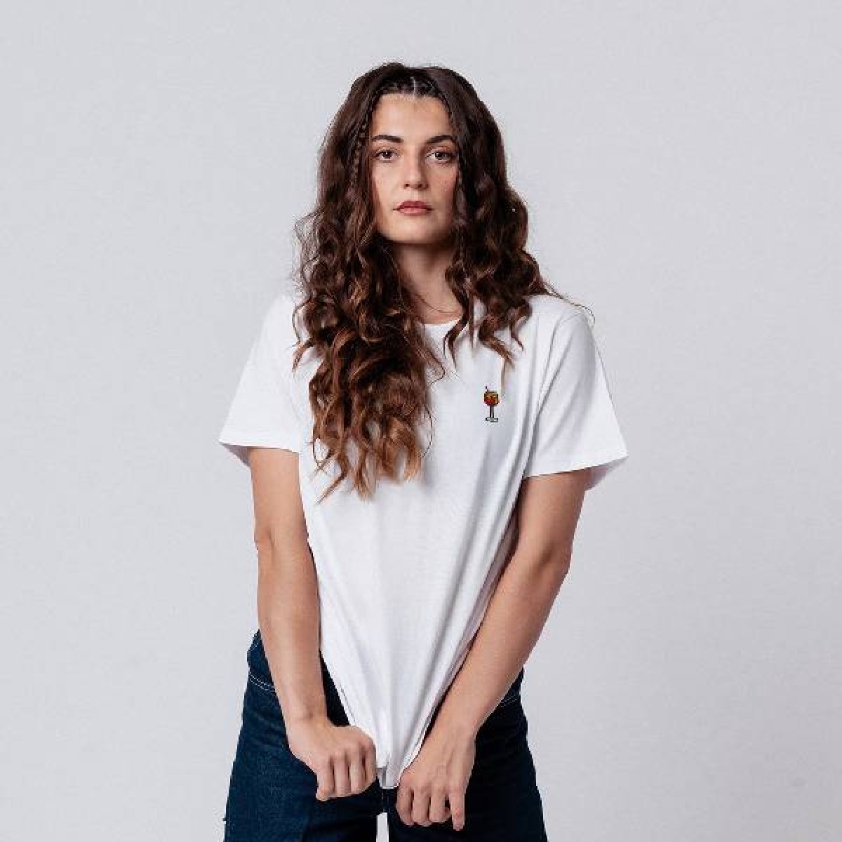 Spritz | Besticktes Bio Baumwoll Unisex T-Shirt | weiß | Fashion Drinks