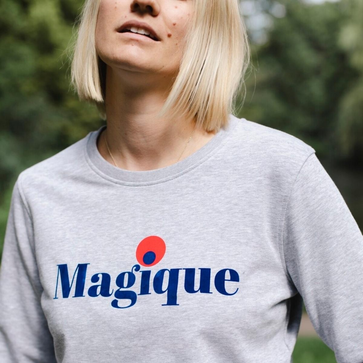 Organic Sweater "Magique" grey-royal von Femme de Marin
