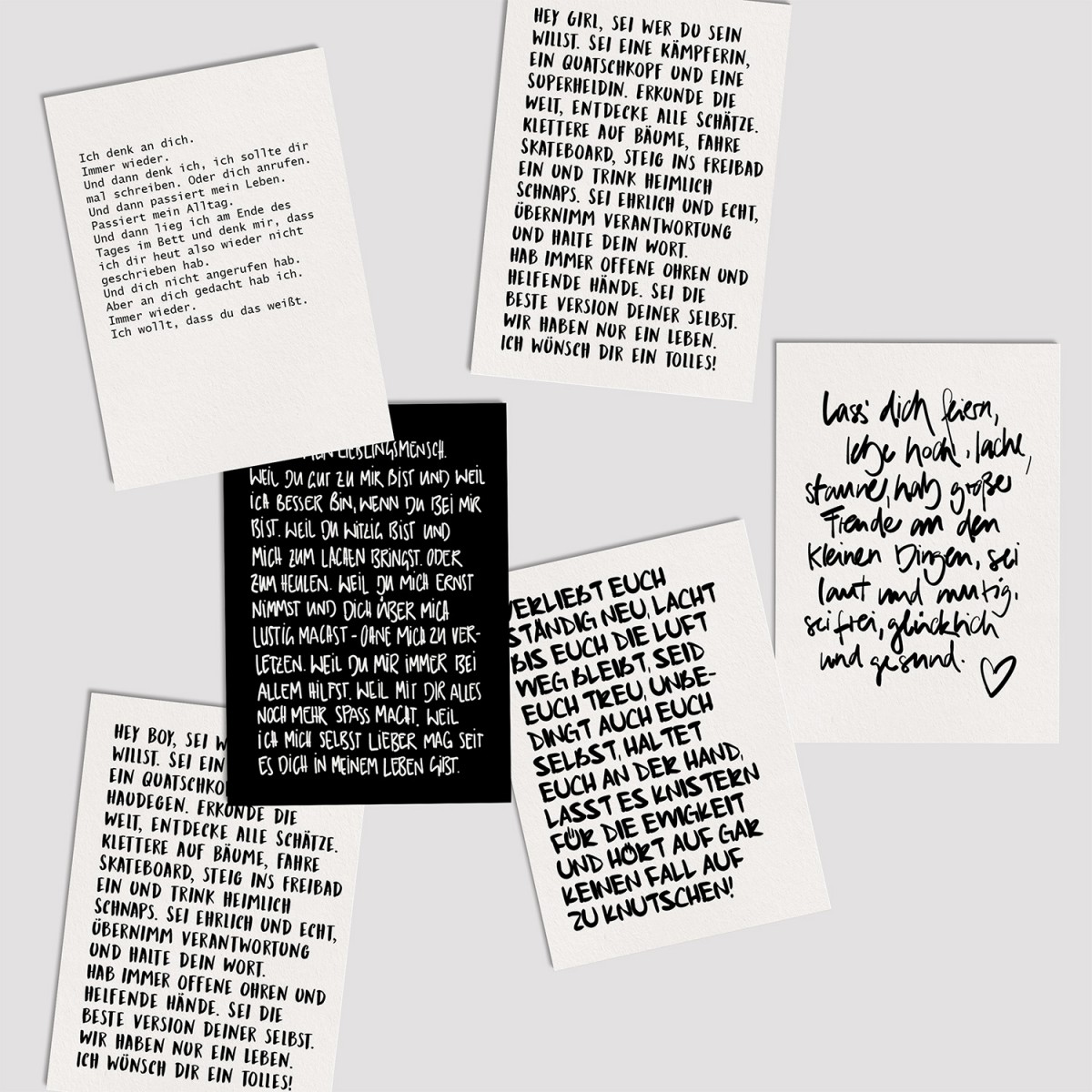 Love is the new black – Postkarten Set "Text"