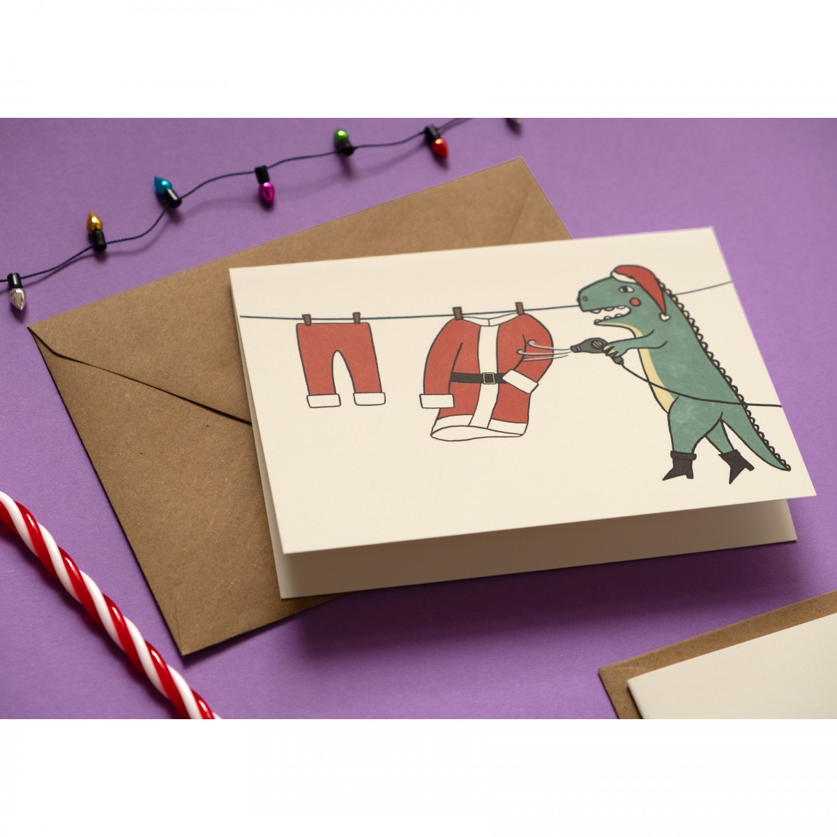 The Naughty District - Dino Weihnachtskarten Set mit Umschlag