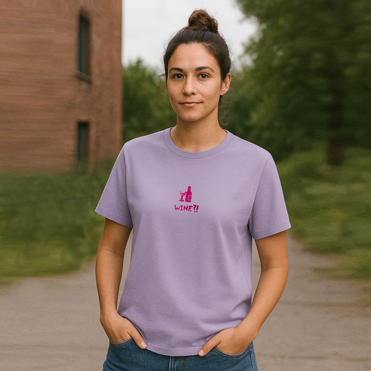 "WINE?!" T-Shirt Lavender // FUNST Studio, Verena Senn