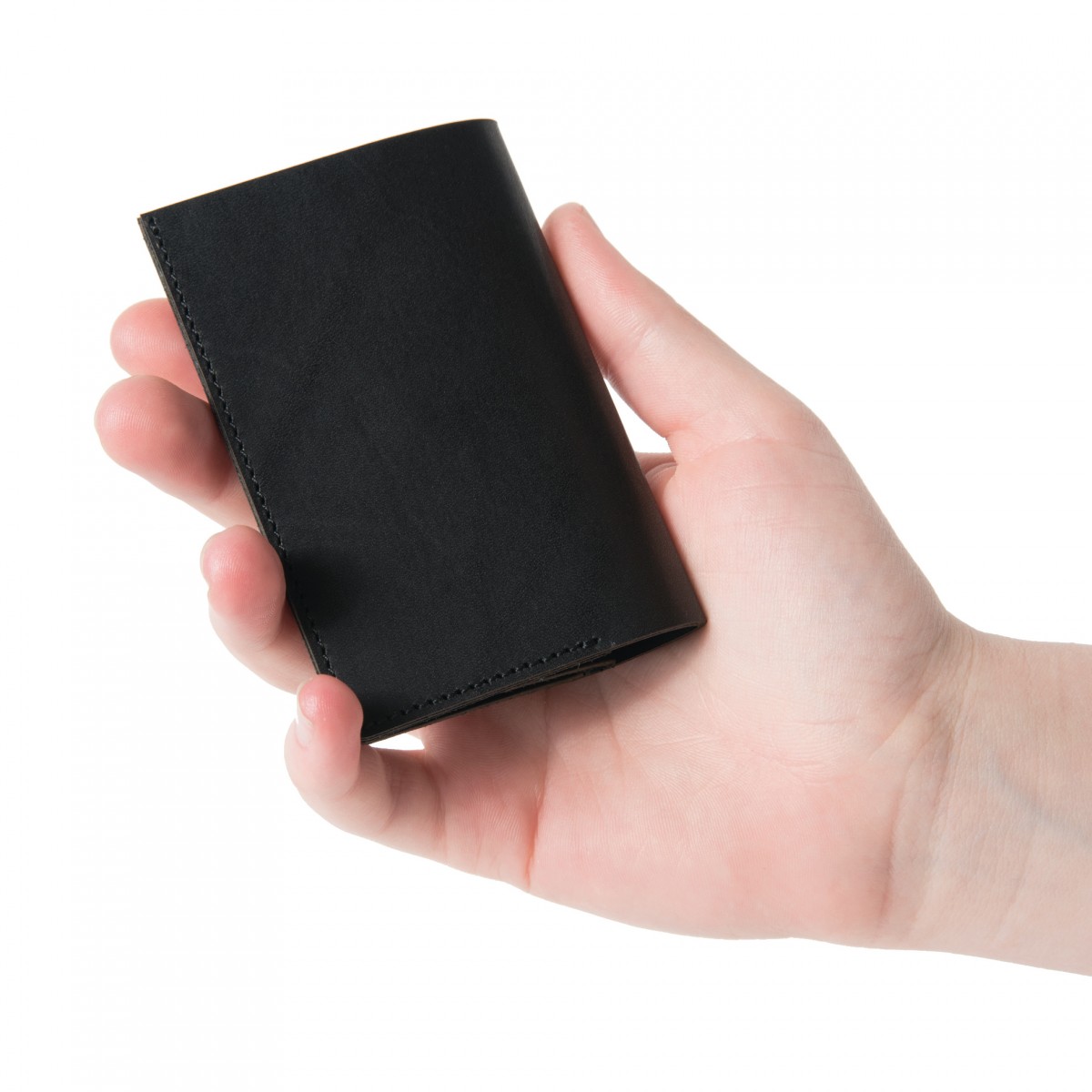Mini Portemonnaie in schwarz - aus premium pflanzlich gegerbtem Leder
