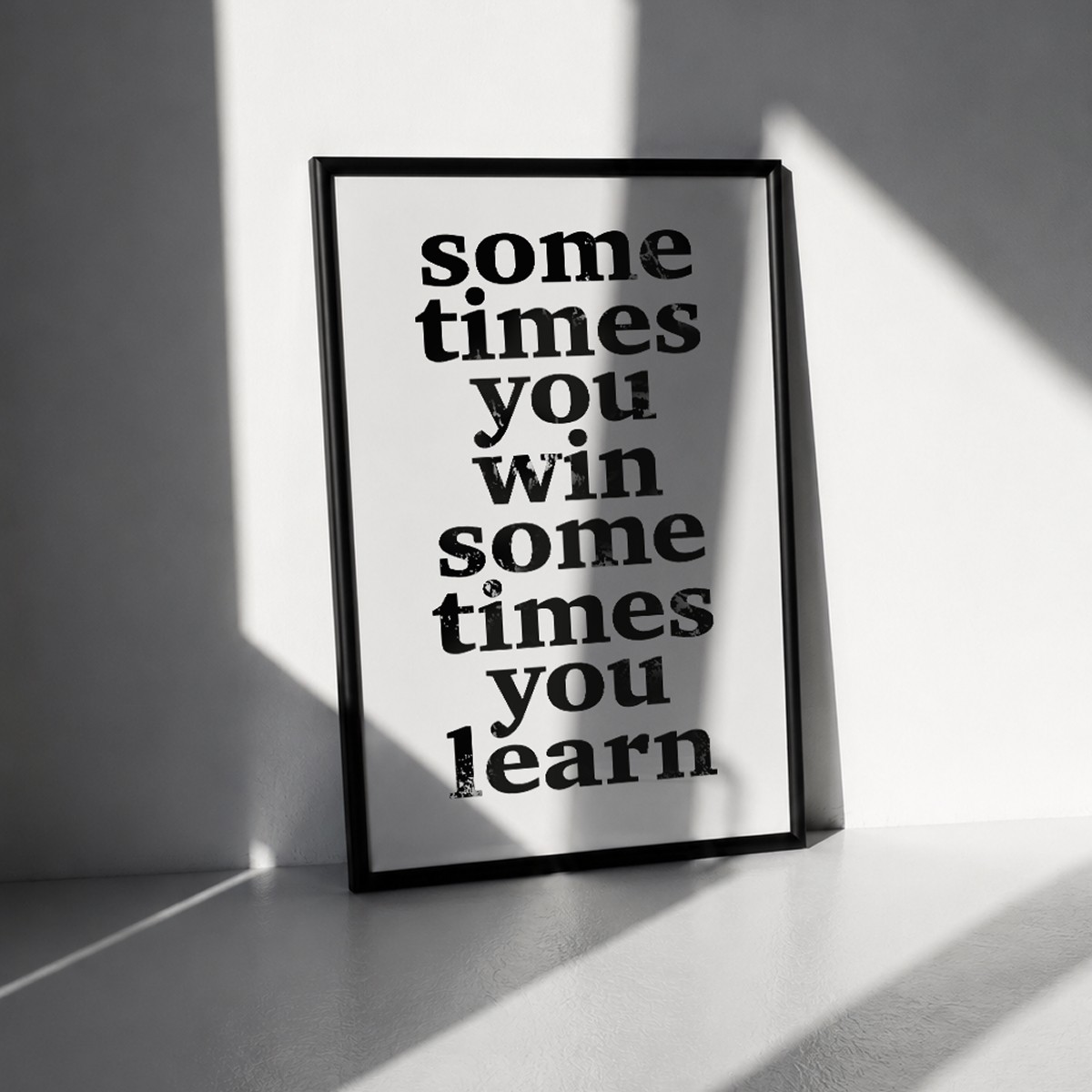 Handgefertigter Linoldruck  »Sometimes you win, sometimes you learn«, (DIN A4), Limited Edition - The True Type
