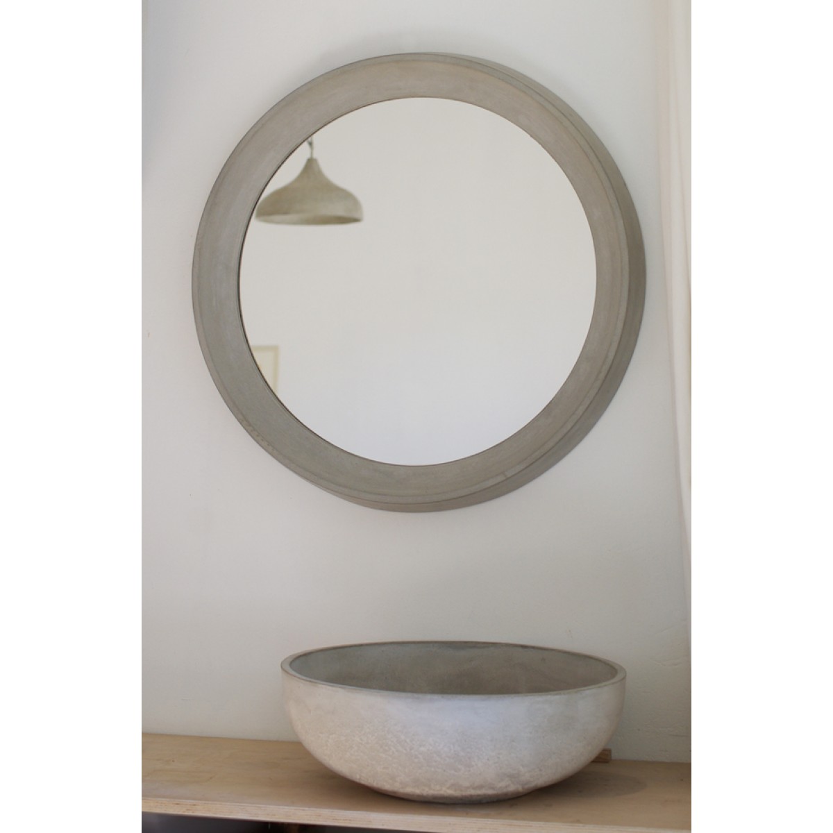 rohes wohnen Spiegelrahmen aus Beton Gesamtdurchmesser 61 cm