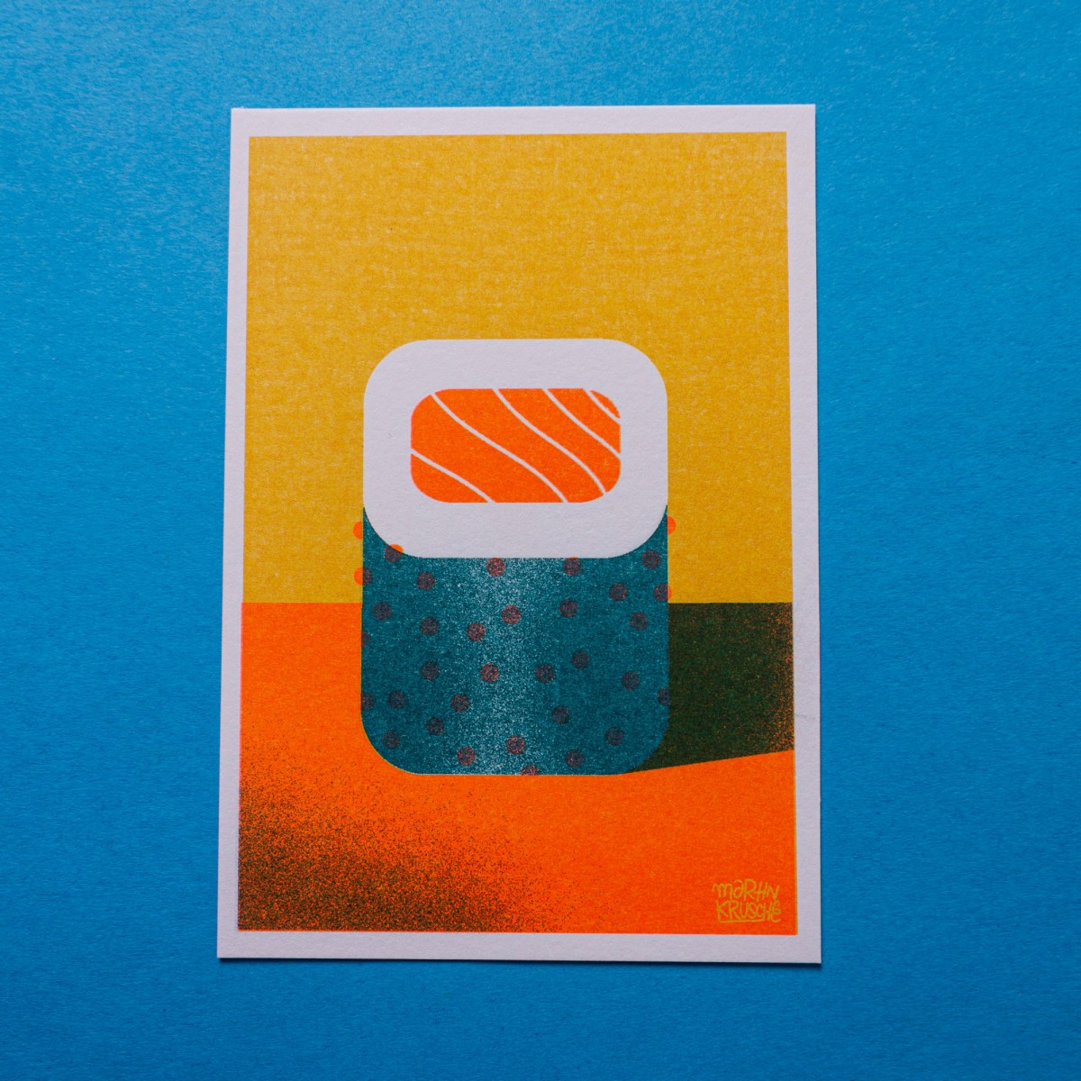 Martin Krusche - Risographie »Sushi - Lachs Inside Out«