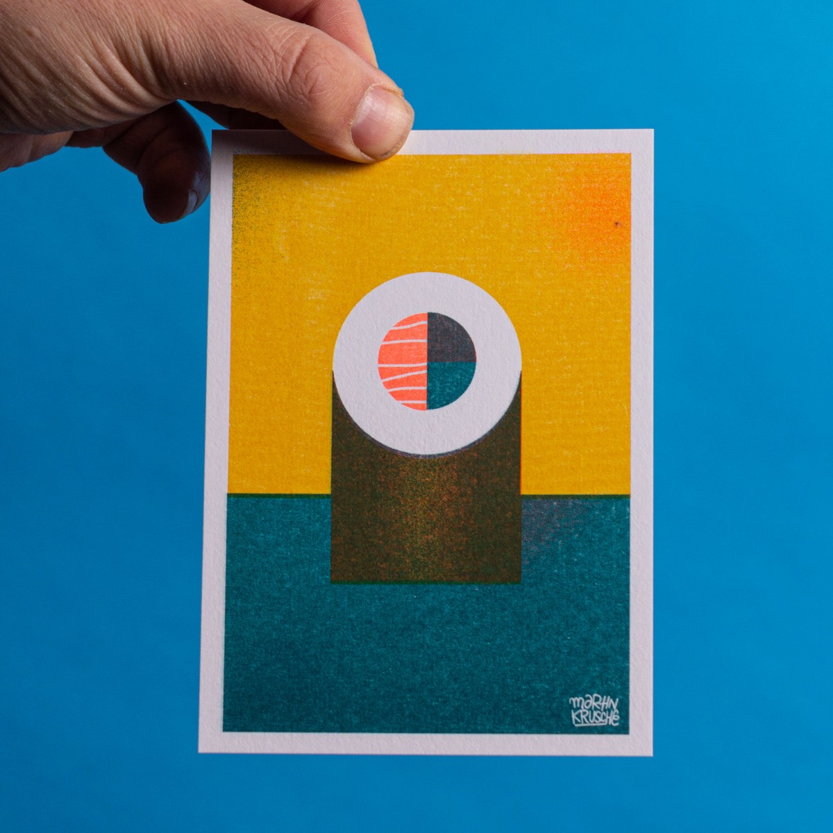 Martin Krusche - Risographie »Sushi - Lachsmaki«, DIN A6