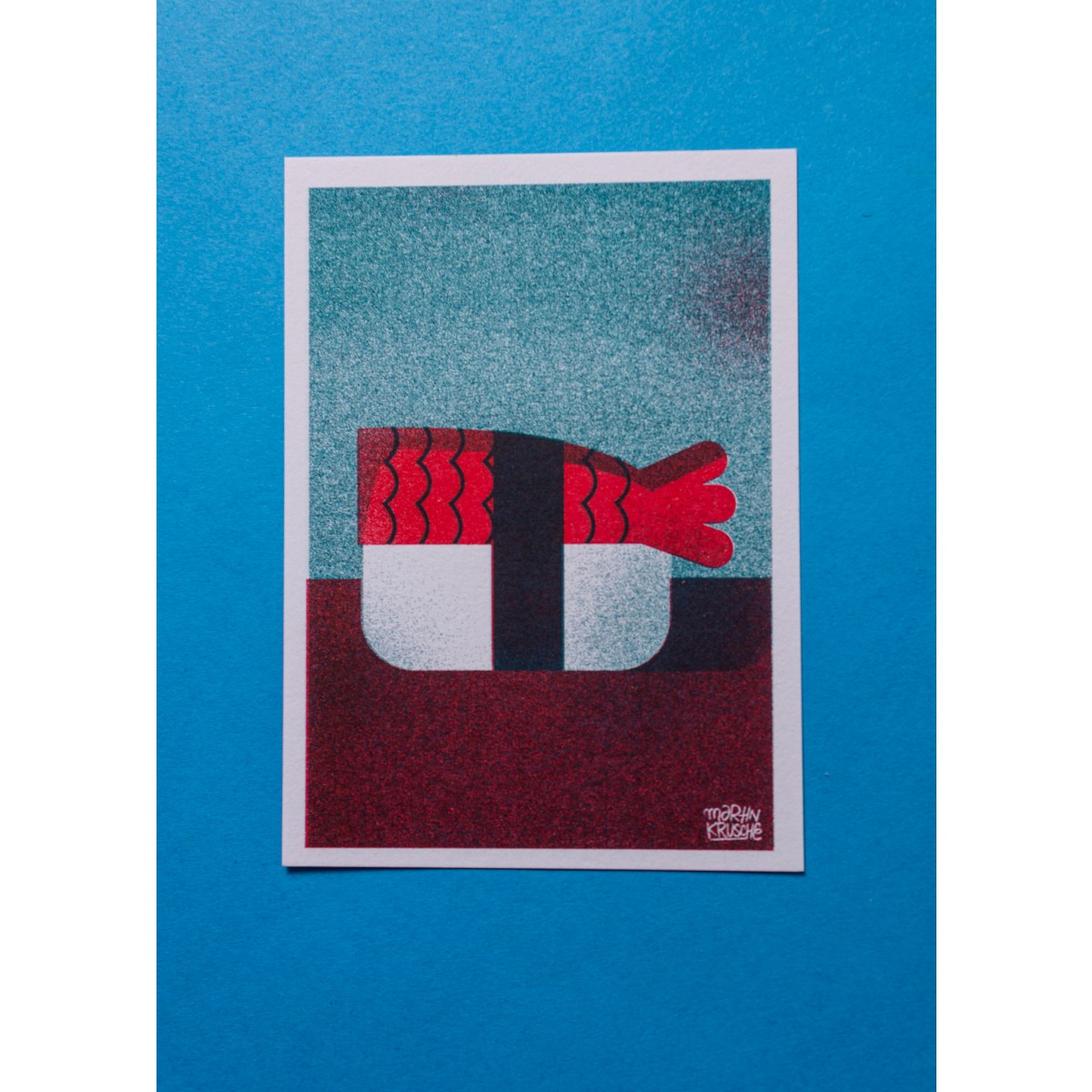 Martin Krusche - Risographie »Sushi - Prawn Nigiri«, DIN A6