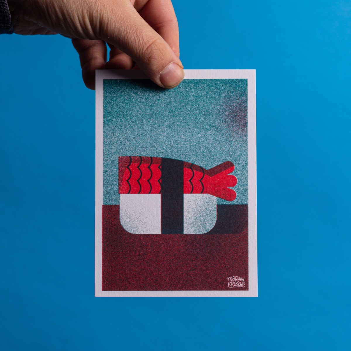 Martin Krusche - Risographie »Sushi - Prawn Nigiri«, DIN A6