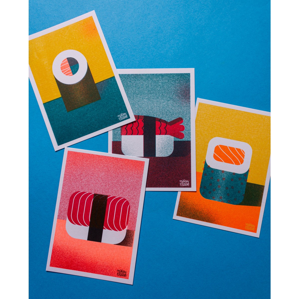 Martin Krusche - Risographie »Sushi - Lachsmaki«, DIN A6