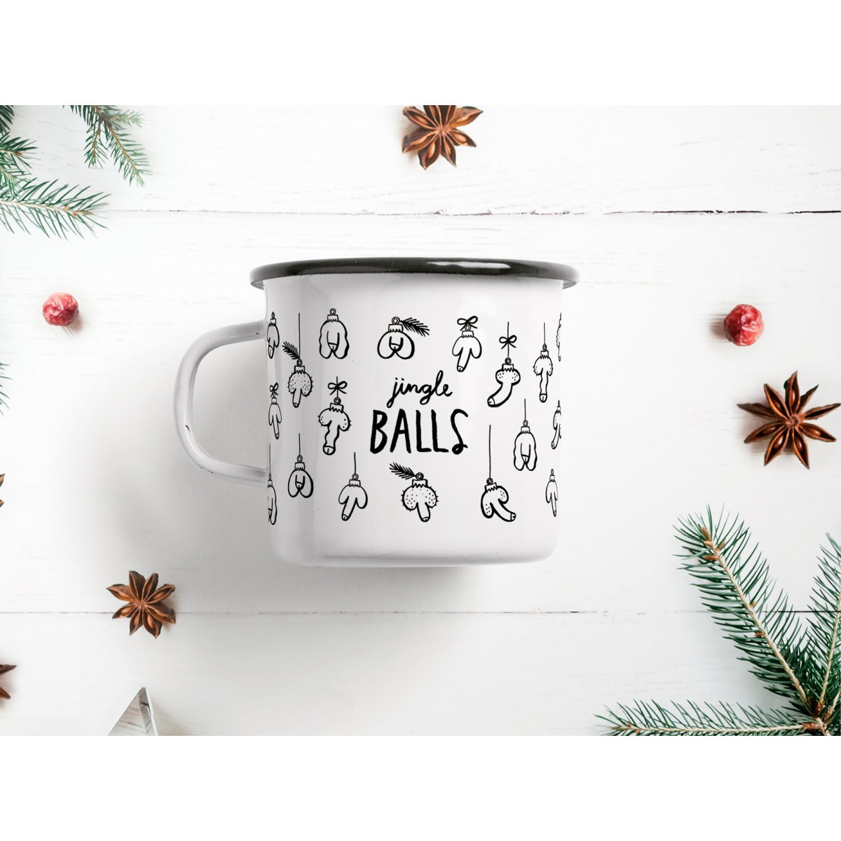 typealive / Emaillebecher Tasse / Jingle Balls