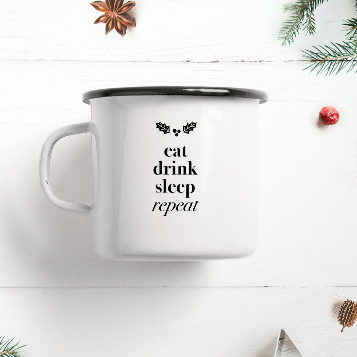 typealive / Emaillebecher Tasse / Eat Drink Sleep