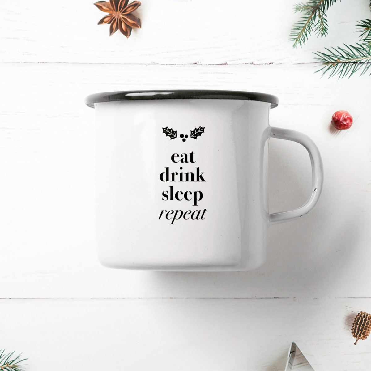 typealive / Emaillebecher Tasse / Eat Drink Sleep