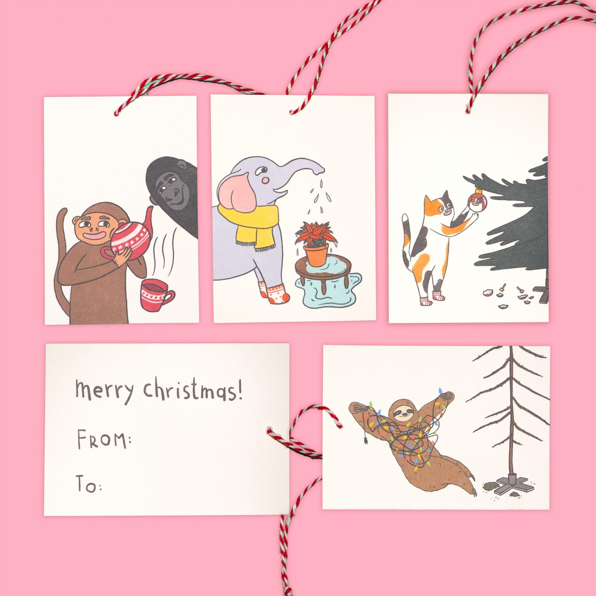 The Naughty District - »Geschenkanhänger mit Tiermotiven für Weihnachtsgeschenke«