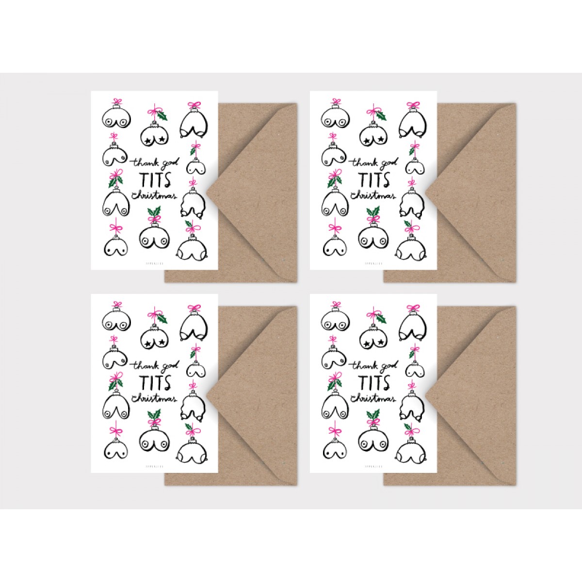 typealive / Weihnachtskarten 4er Set / Tits Christmas
