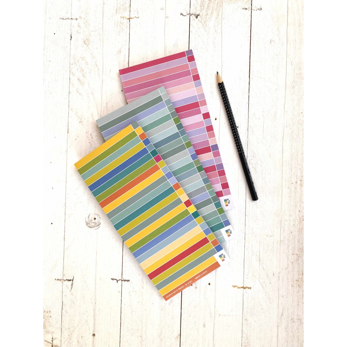 3 Notizblöcke im Set | bunt gestreift | Dreierpack gemischt | To-Do-Liste | To-Do-Block | Recyclingpapier | je 50 Blatt