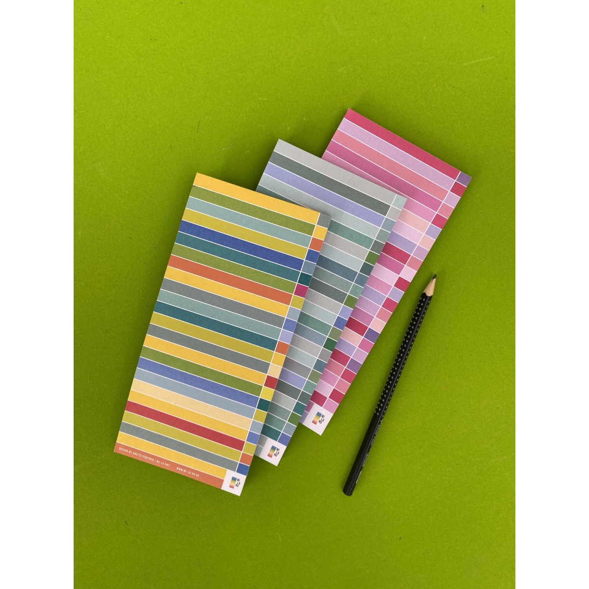 3 Notizblöcke im Set | bunt gestreift | Dreierpack gemischt | To-Do-Liste | To-Do-Block | Recyclingpapier | je 50 Blatt