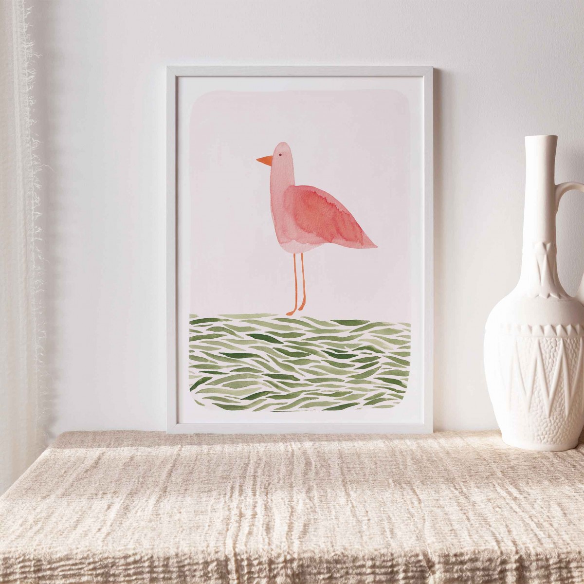 Kunstdruck "Vogel auf Wiese" | Paperlandscape