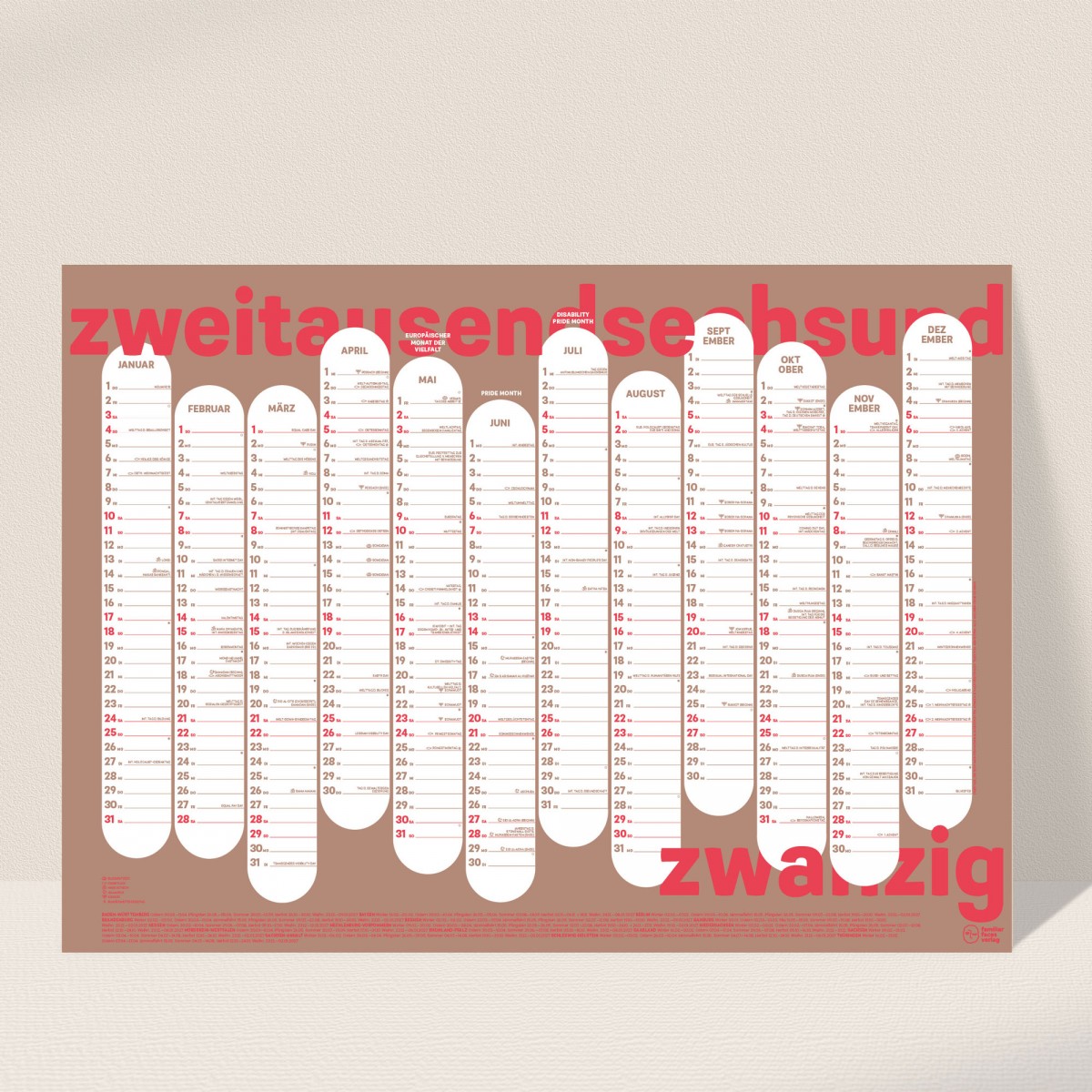 Familiar Faces »Wandkalender A2 Ånni 2026«: Vielfalt - Tag für Tag (Jahres-Planer/ Jahres-Kalender)