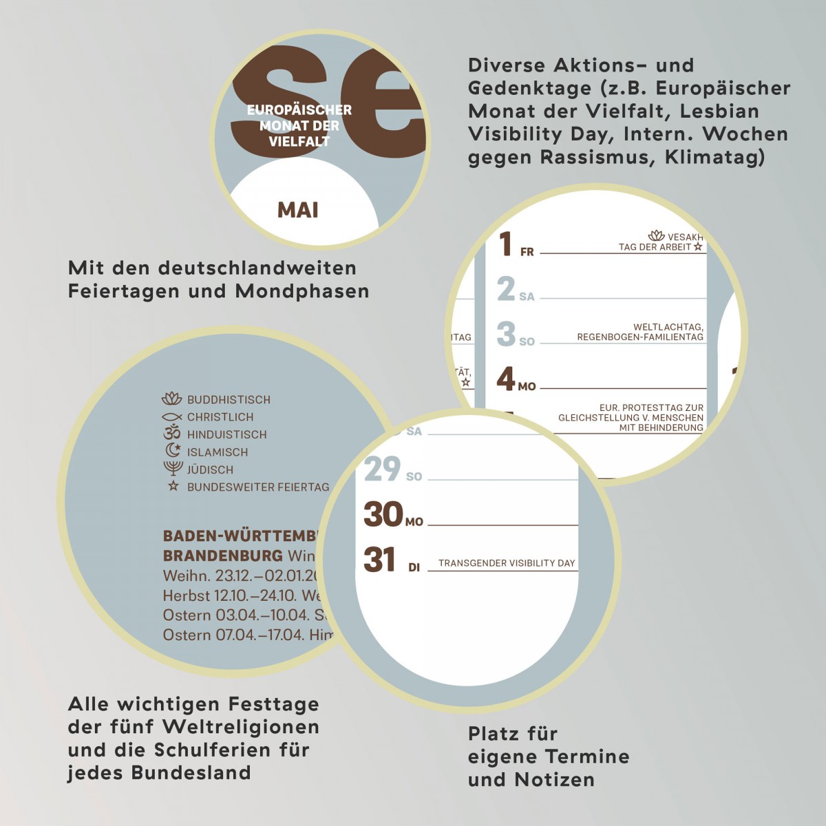 Familiar Faces »Wandkalender A2 Toni 2026«: Vielfalt – Tag für Tag (Jahres-Planer/ Jahres-Kalender)