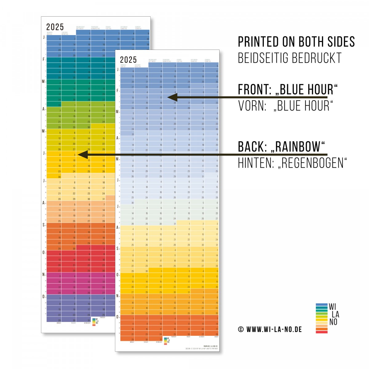 Wandkalender 2025 „Regenbogen“ Jahresplaner | Limited Edition | 100% Recyclingpapier | Deutsch-Englisch