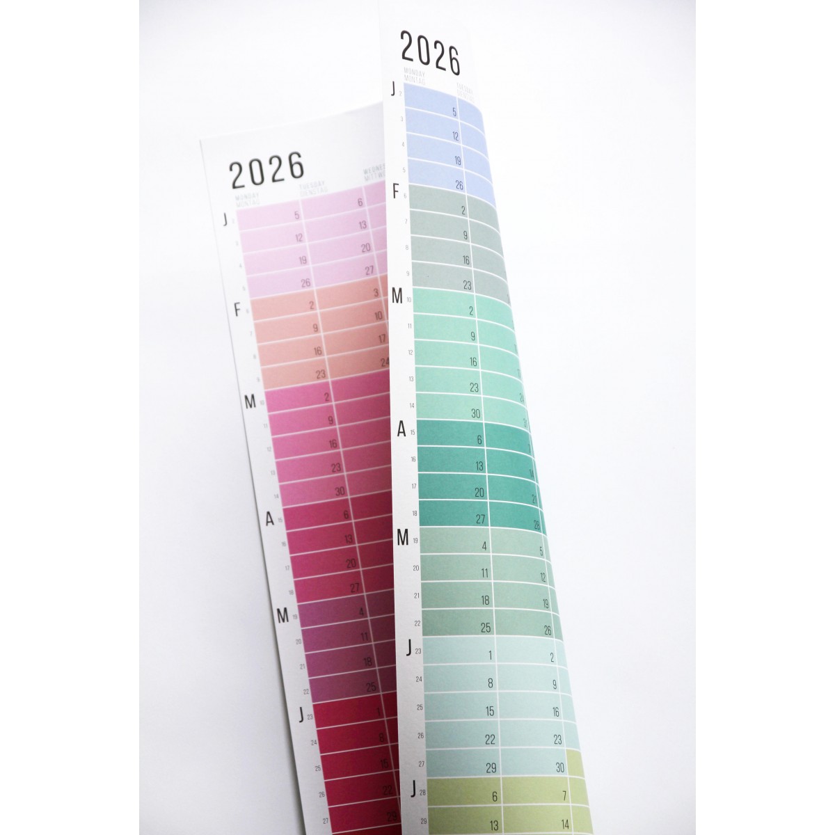 Wandkalender 2026 „Pink-Rosé-Violett“ Jahresplaner | Limited Edition | 100% Recyclingpapier | Deutsch-Englisch | Rückseite „Pastell-Türkis“