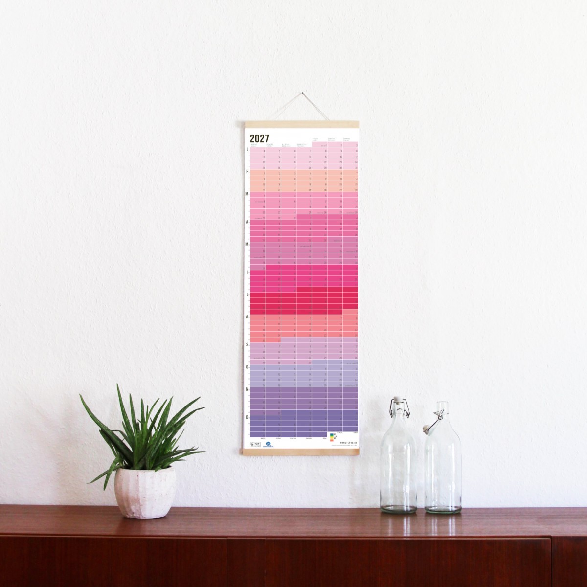 2027 Wandkalender „Pink-Rosé-Violett-Lila“ - Das Original von Wi-La-No | Jahresplaner | Limited Edition | 100% Recyclingpapier | beidseitig bedruckt
