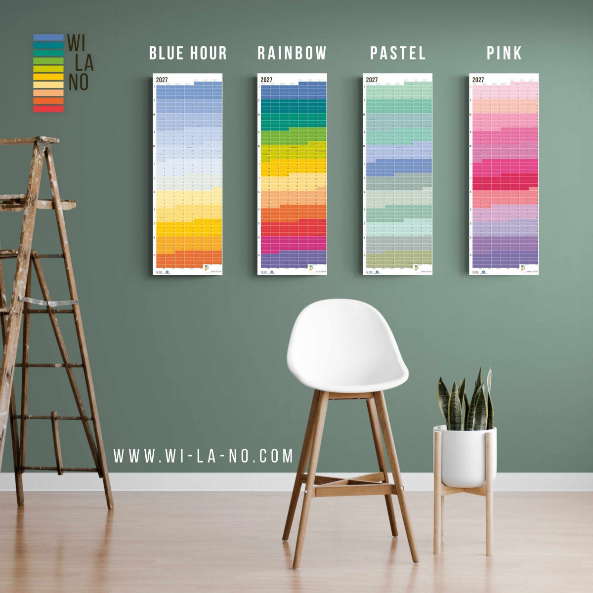 2027 Wandkalender „Regenbogen“ - Das Original von Wi-La-No | beidseitig bedruckt | Jahresplaner 2027 | Limited Edition | 100% Recyclingpapier 