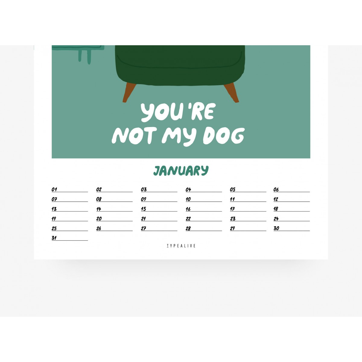 typealive / Wandkalender DIN A4 / Petisfaction "Dogs" No. 2