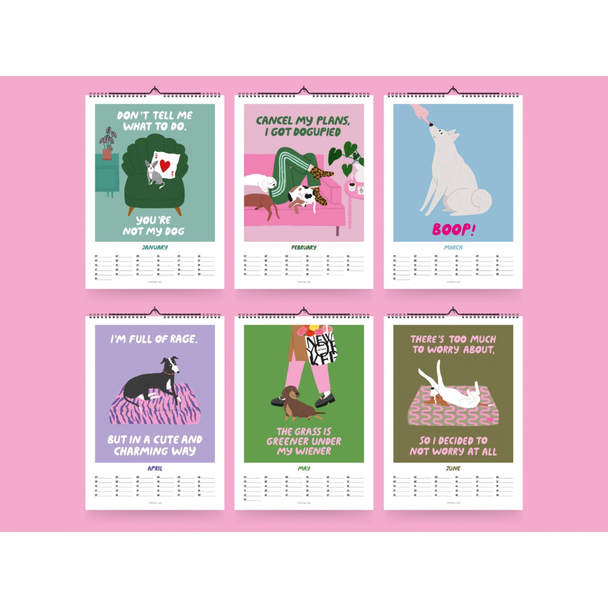 typealive / Wandkalender DIN A4 / Petisfaction "Dogs" No. 2