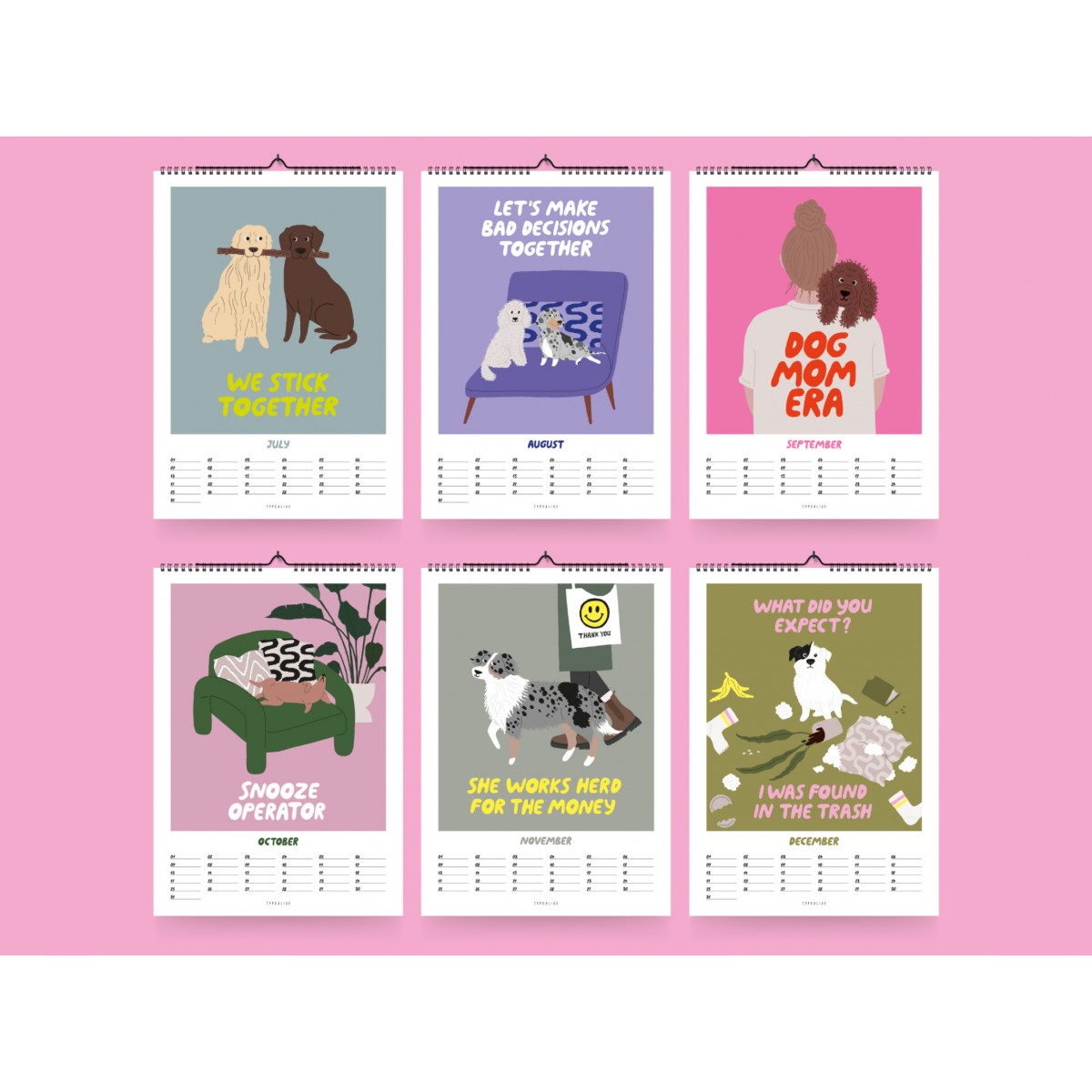 typealive / Wandkalender DIN A4 / Petisfaction "Dogs" No. 2